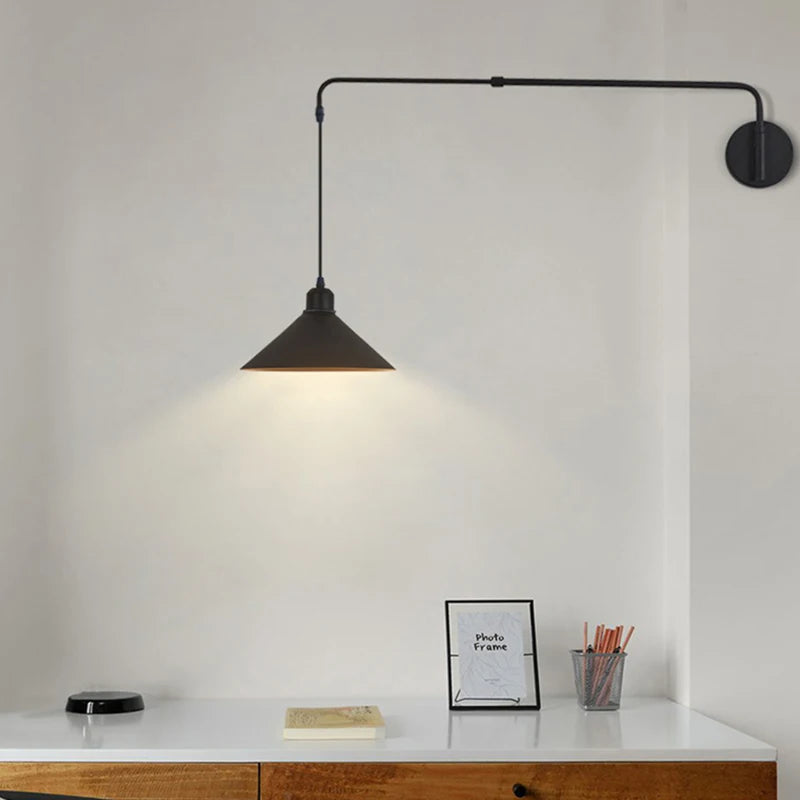 Applique Murale Bras Articulé Acier Noir Minimaliste Design Moderne Noire - Chambre Salle de Bain Salon — Calor