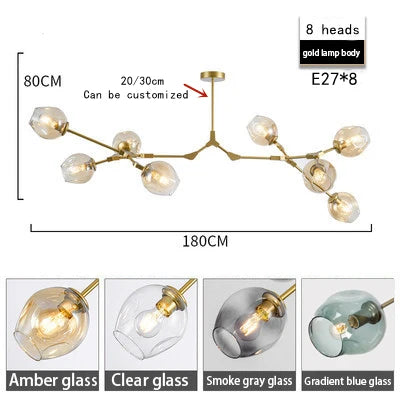 Giada Branches Verre Fumé et Laiton Doré
