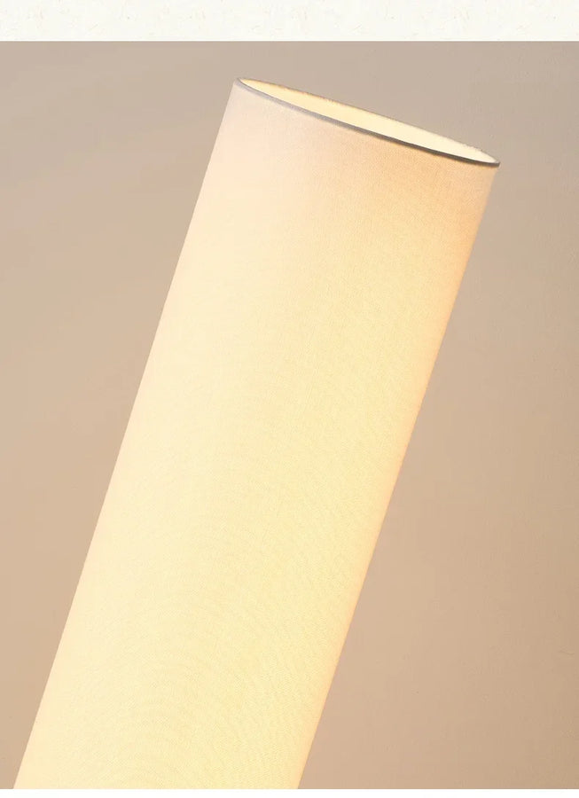 Lampadaire Cylindre Tissu Blanc et Bois Naturel - Salon Bureau Chambre — Canna