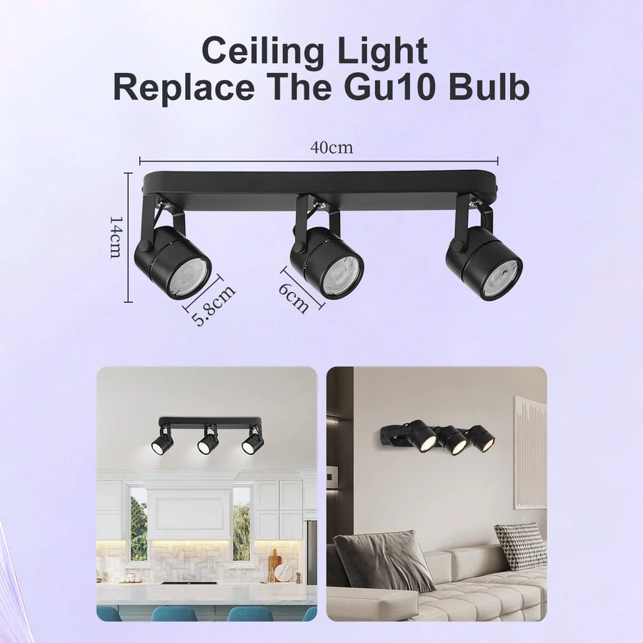Suspension Rail Cylindres Acier Noir Mat Minimaliste Design - Chambre Salon Cuisine — Réglette