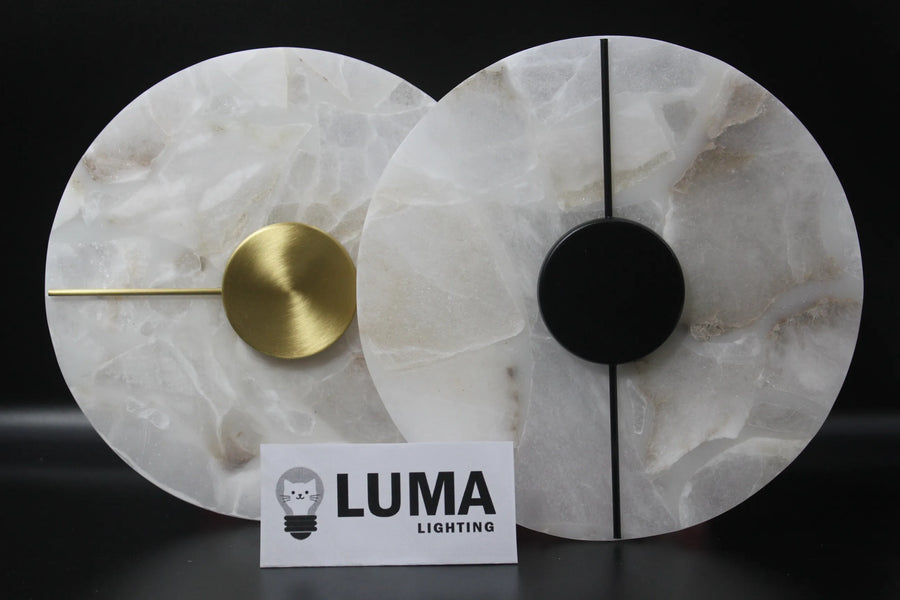 Alva Disque Marbre Blanc et Laiton Épuré