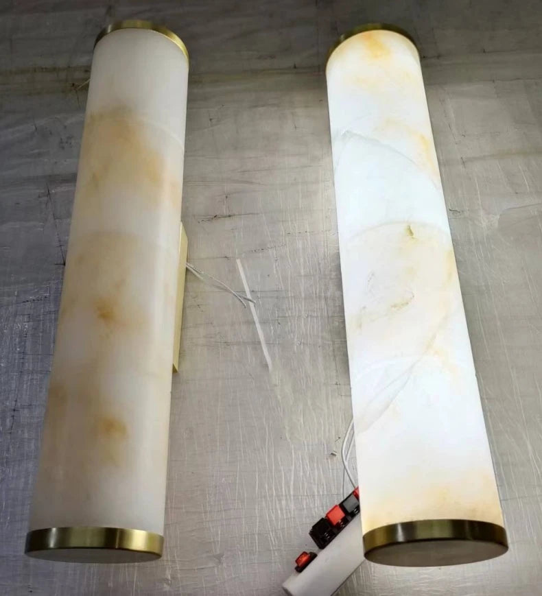 Geoffroy Cylindre Onyx Blanc et Laiton