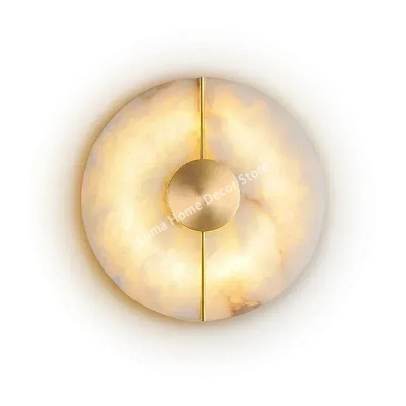 Alva Disque Marbre Blanc et Laiton Épuré