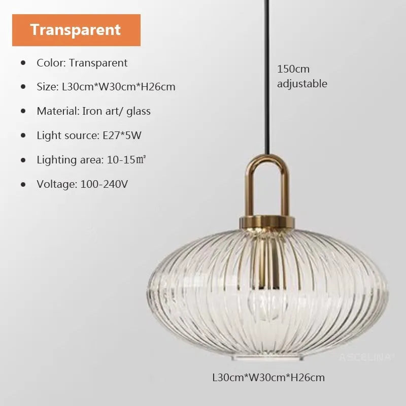 Euphrosyne Cylindre Verre Strié et Laiton Doré B