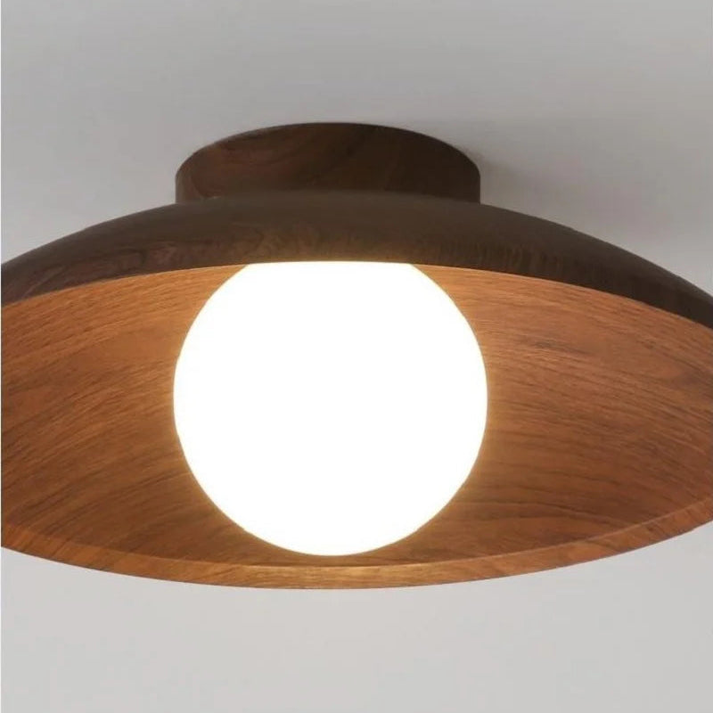 Plafonnier Disque Bois Naturel Minimaliste Design Moderne - Salon Chambre Salle à Manger — Tëlys