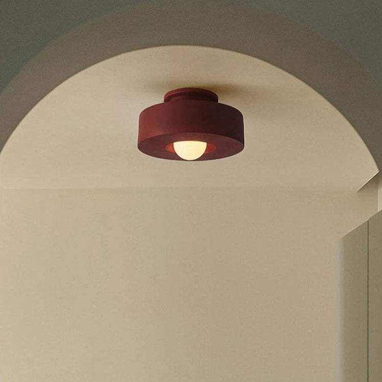 Plafonnier Cylindre Tissu Bordeaux Minimaliste Design Moderne - Salle de Bain Salon Chambre — Deneb