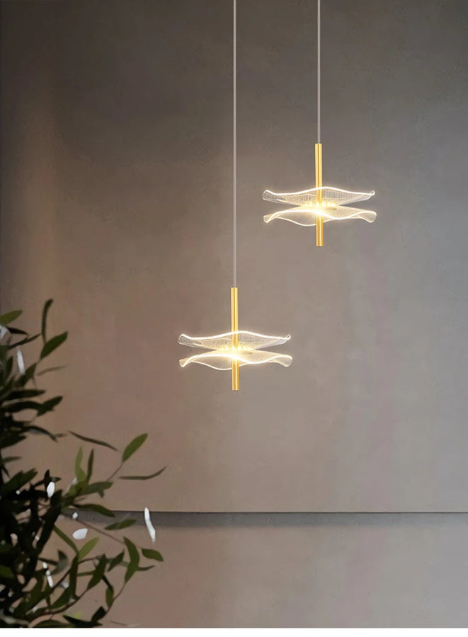 Ayasha Feuille Verre Transparent et Laiton Épuré