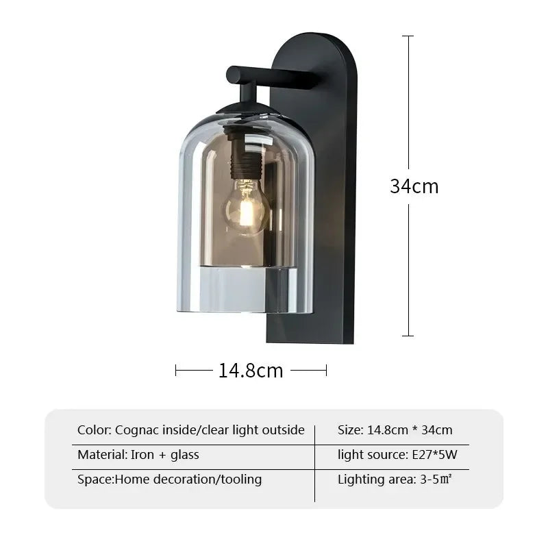 Orm Cloche Verre Fumé et Métal Noir