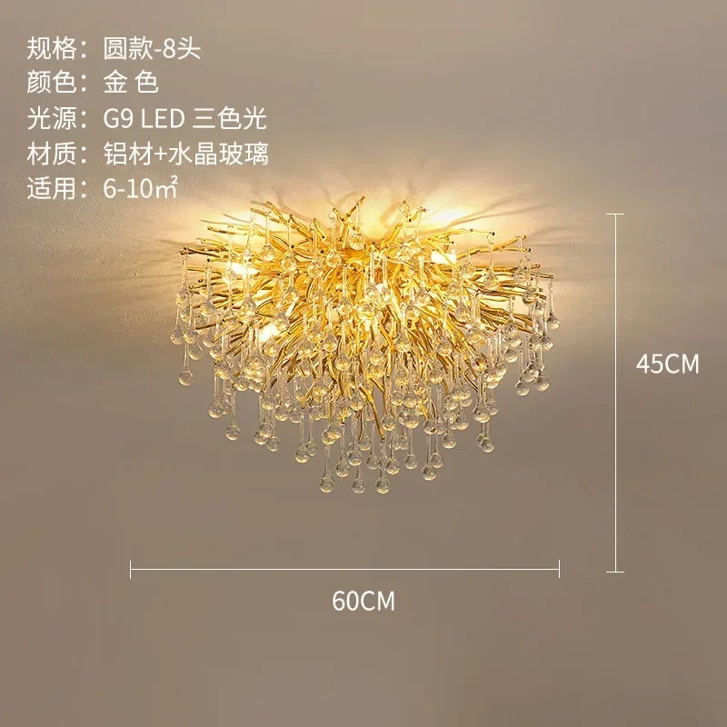 Randi Cascade Cristal et Métal Doré Luxueux