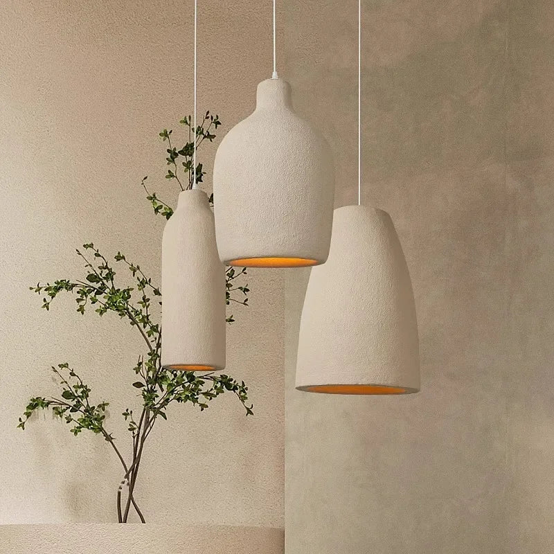 Suspension Cylindre Céramique Beige Minimaliste Design - Chambre Salon Cuisine — Colonne