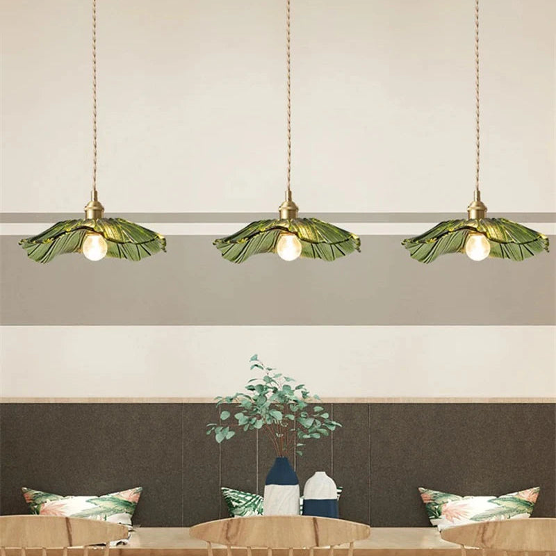 Suspension Feuille Métal Vert Art Déco - Salon Salle à Manger Chambre — Atinuke