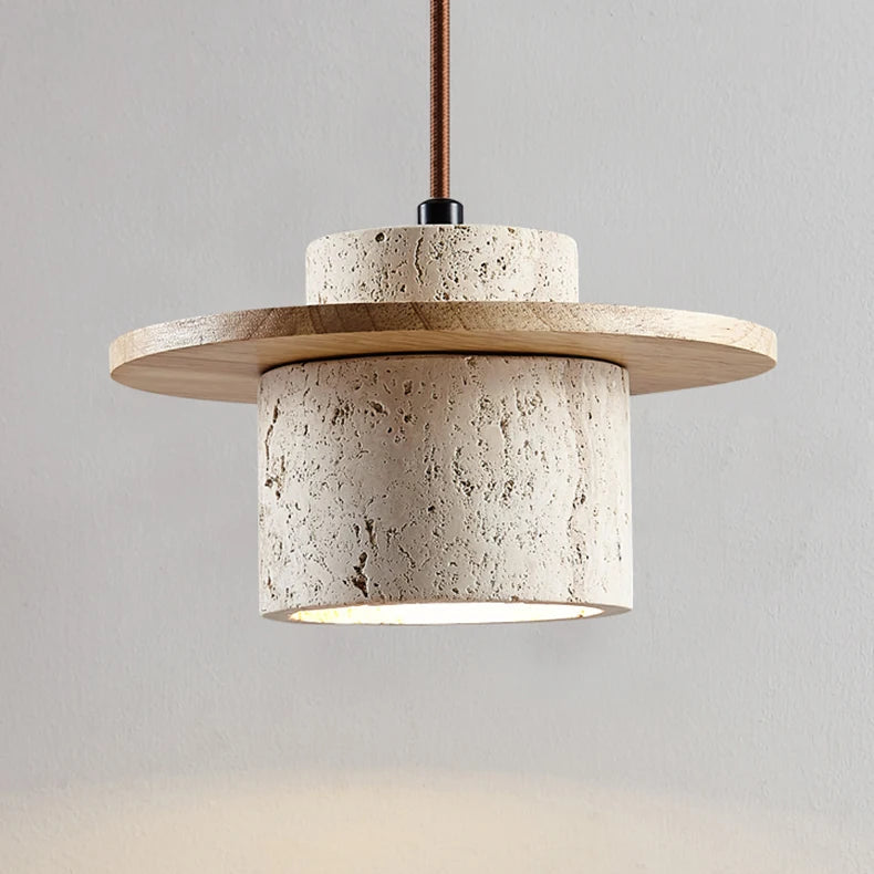 Suspension Cylindre Béton et Métal Marron Minimaliste Design - Chambre Salon Cuisine — Hypatia