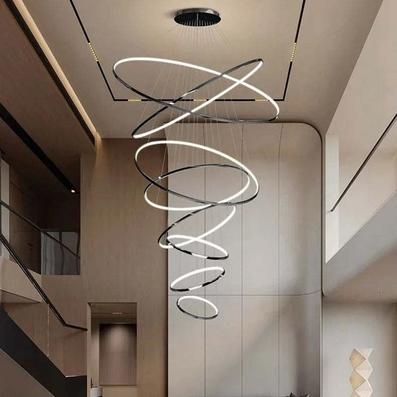 Suspension Spirale Anneaux Métal Doré Contemporain Design - Cuisine Salon Salle à Manger — Nexus