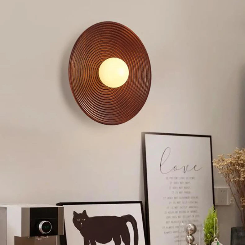 Applique Murale Bois Naturel Disque Rond Texturé Ronde - Chambre Salon Salle de Bain — Éclat