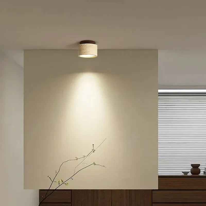 Plafonnier Cylindre Béton Blanc Minimaliste Design Moderne - Salle de Bain Salon Chambre — Thuban