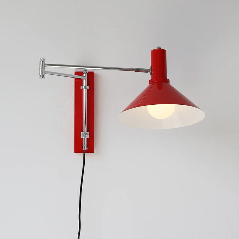 Applique Murale Conique Métal Rouge Articulée - Chambre Salon Salle de Bain — Amphitrite
