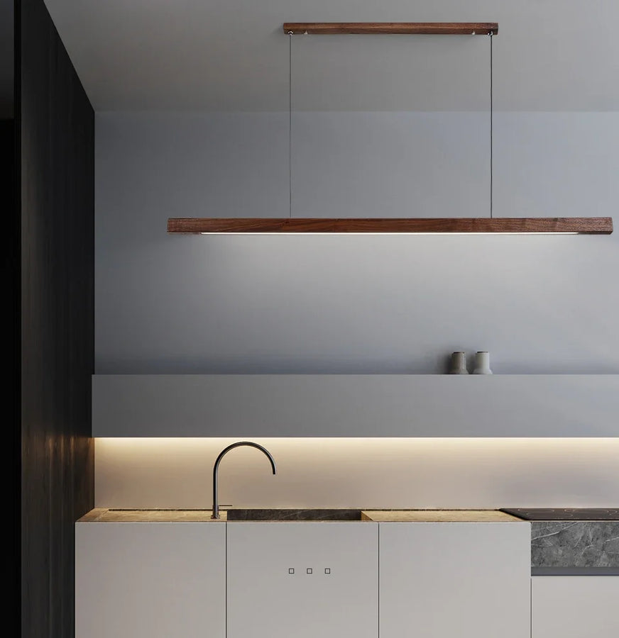 Suspension Barre Bois Naturel Minimaliste Design - Cuisine Chambre Salon — Linéo