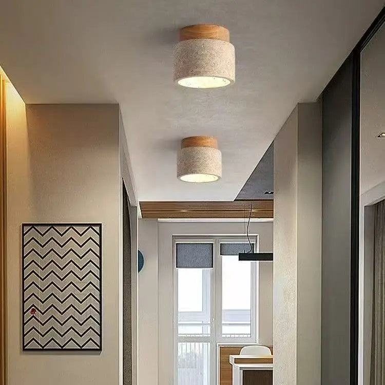 Plafonnier Cylindre Béton Blanc Minimaliste Design Moderne - Salle de Bain Salon Chambre — Thuban