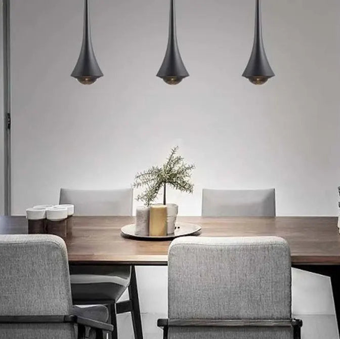 Suspension Trompette Métal Brossé Noir et Cuivre - Cuisine Salon Salle à Manger — Brio