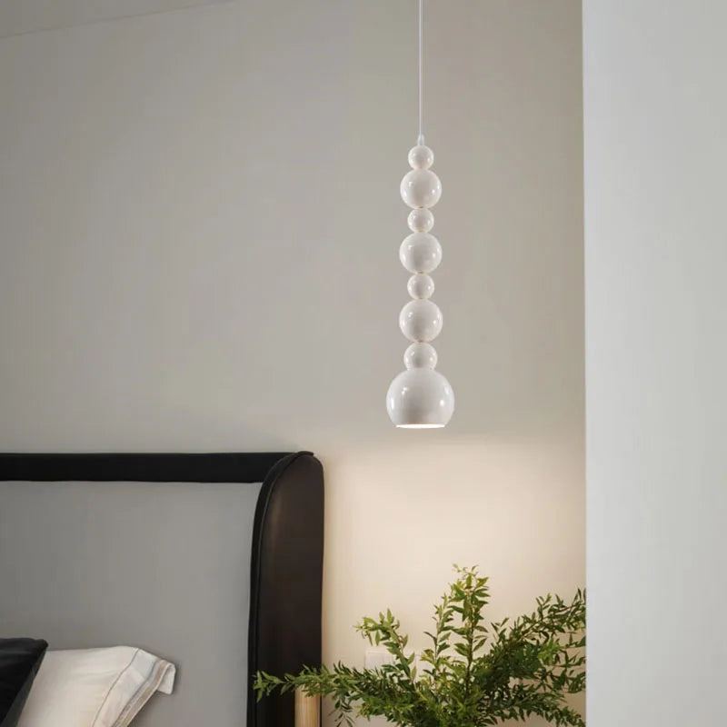 Suspension Pétales Tissu Marron et Boules Opalescentes - Chambre Salon Cuisine — Flore