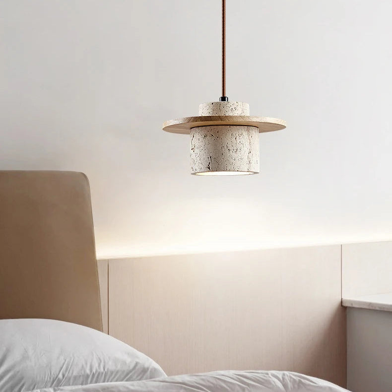 Suspension Cylindre Béton et Métal Marron Minimaliste Design - Chambre Salon Cuisine — Hypatia
