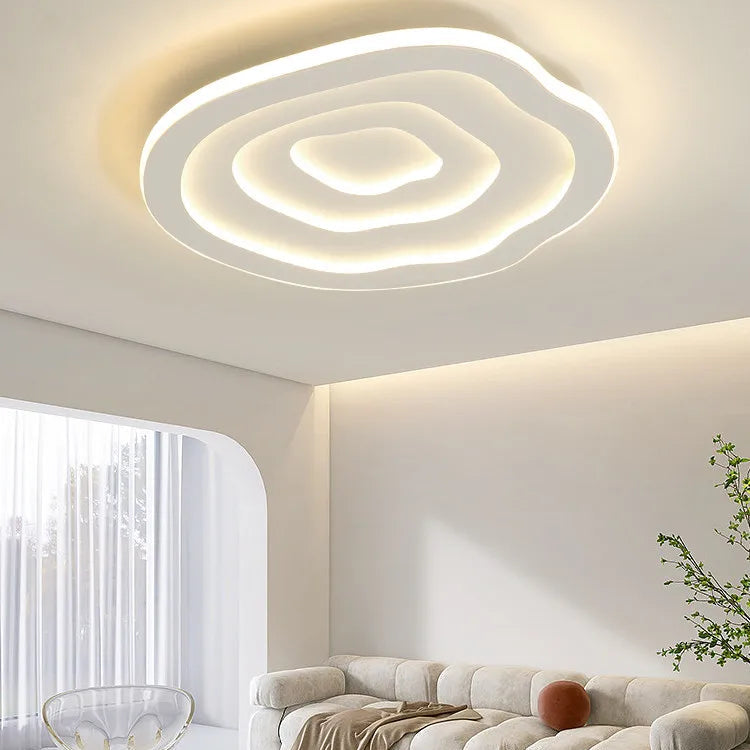 Plafonnier Anneaux Métal Noir et Blanc Épuré Design Moderne - Salle de Bain Salon Chambre — Ritmeo