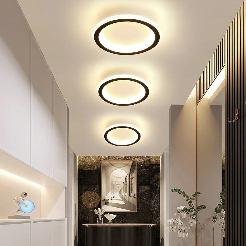 Plafonnier Anneau Métal Noir Minimaliste Design Moderne - Salle de Bain Salon Chambre — Aureo