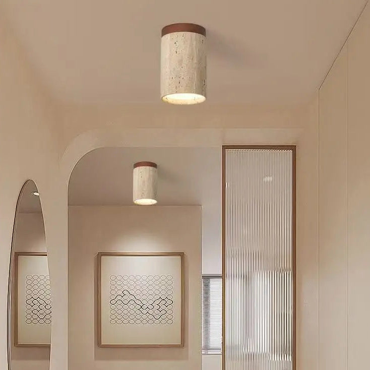 Plafonnier Cylindre Béton Blanc Minimaliste Design Moderne - Salle de Bain Salon Chambre — Thuban