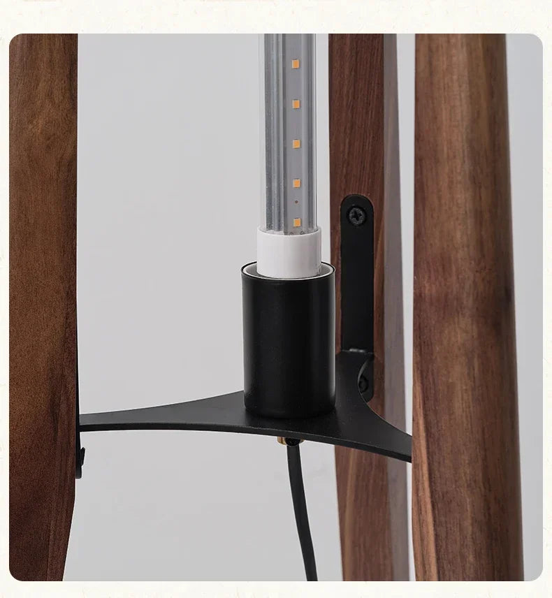 Lampadaire Cylindre Tissu Blanc et Bois Naturel - Salon Bureau Chambre — Canna