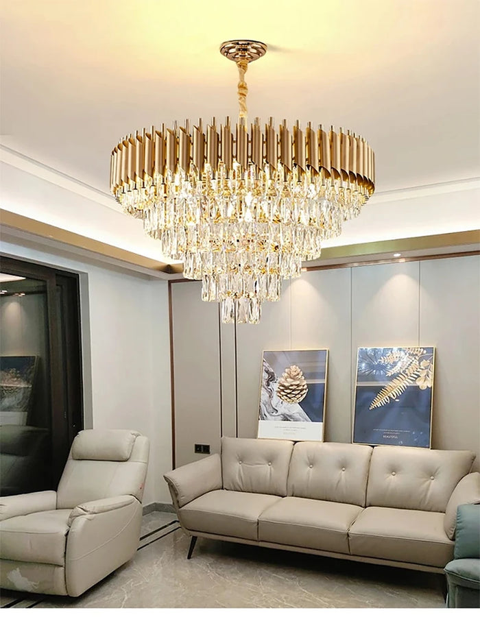 Luísa Cascade Cristal et Métal Doré Art Déco