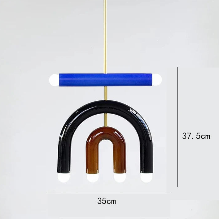 Suspension Arches Bois et Métal Bleu Art Déco - Salon Salle à Manger Chambre — Arceau