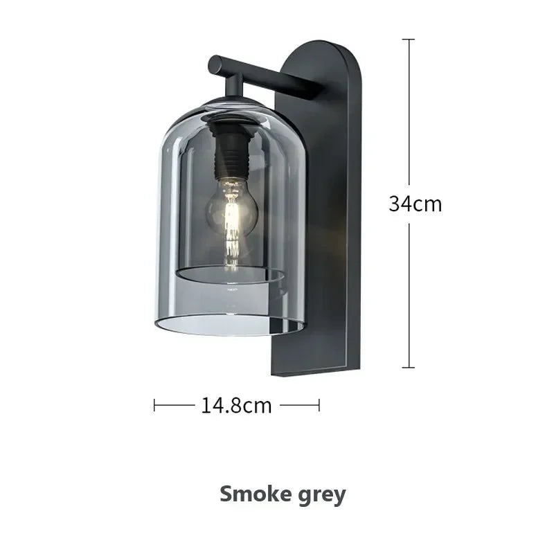 Orm Cloche Verre Fumé et Métal Noir