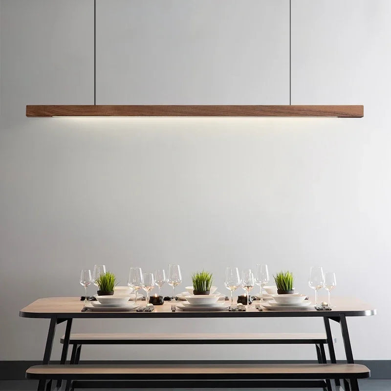 Suspension Barre Bois Naturel Minimaliste Design - Cuisine Chambre Salon — Linéo