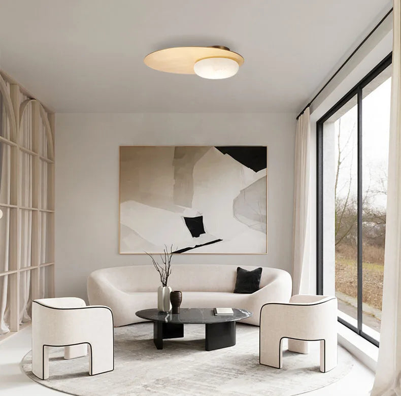 Plafonnier Disque Métal Doré Minimaliste Design Moderne - Salle de Bain Salon Chambre — Plateo