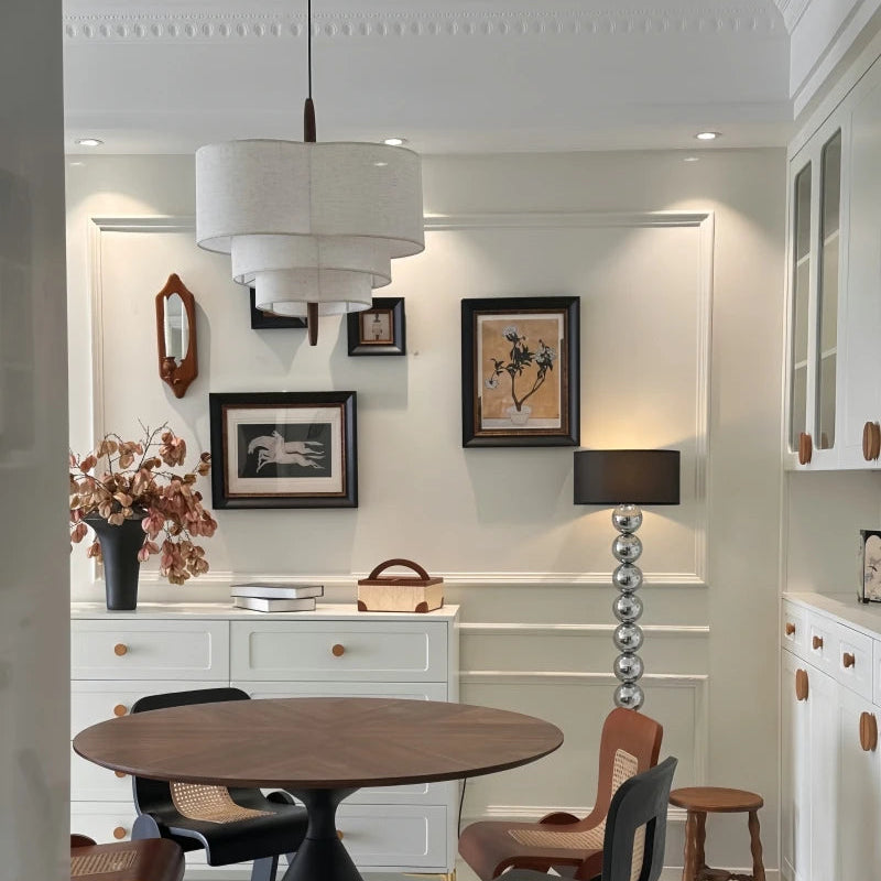 Suspension Anneaux Tissu Crème Minimaliste Design - Chambre Salon Cuisine — Onyx