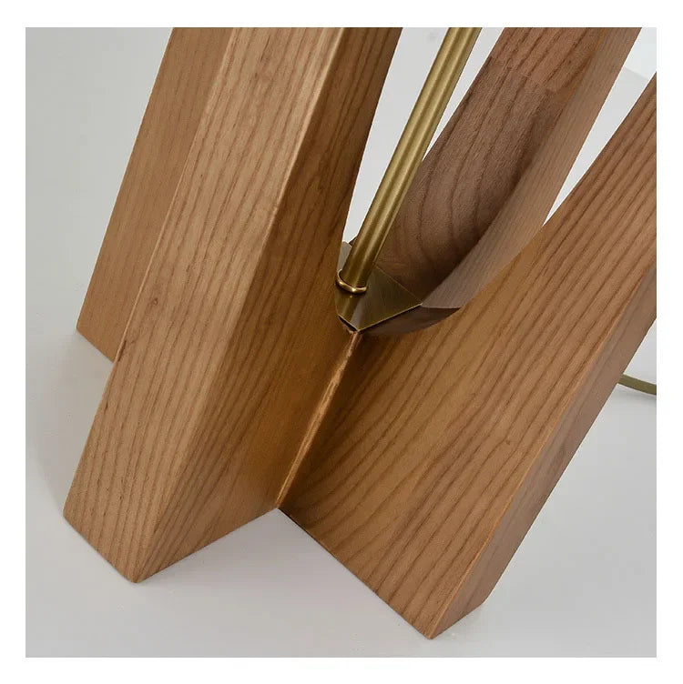 Lampadaire Géométrique Bois Naturel Minimaliste Design - Salon Bureau Chambre — Hexo