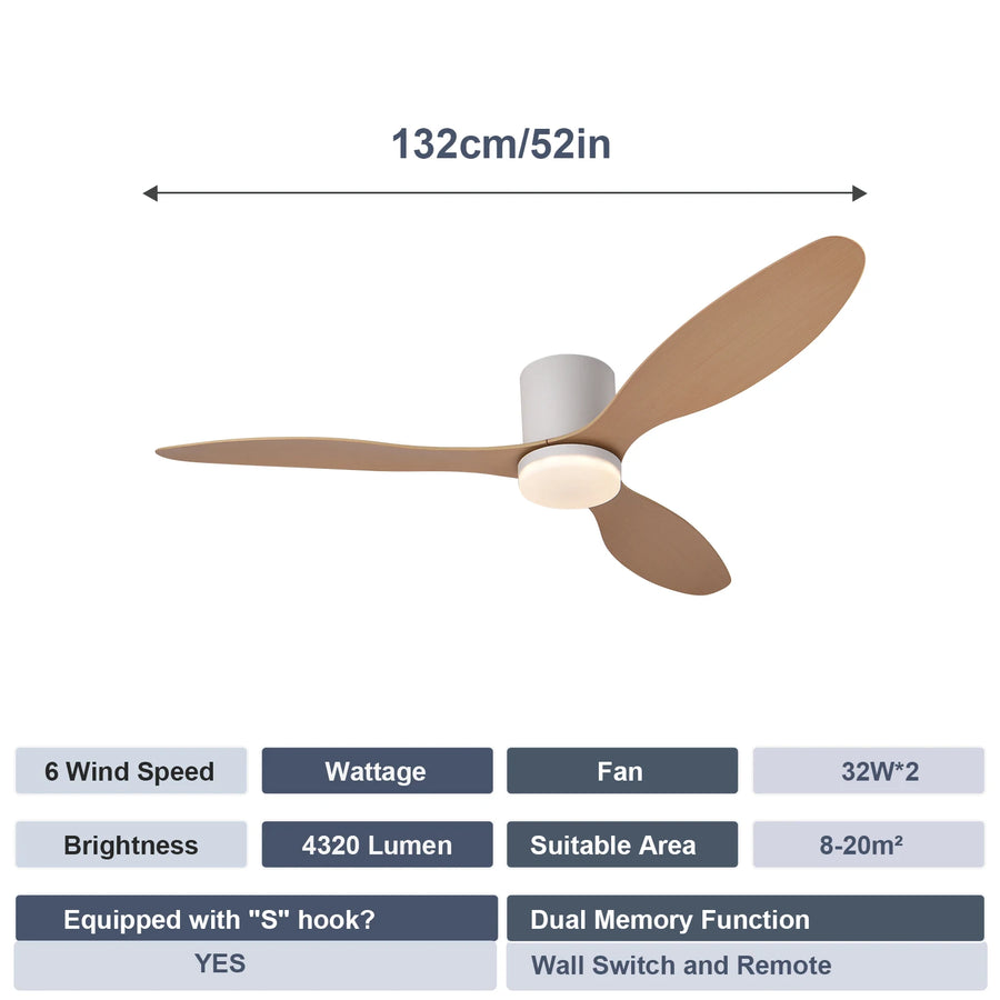 Ventilateur de Plafond Profil Bas avec Éclairage