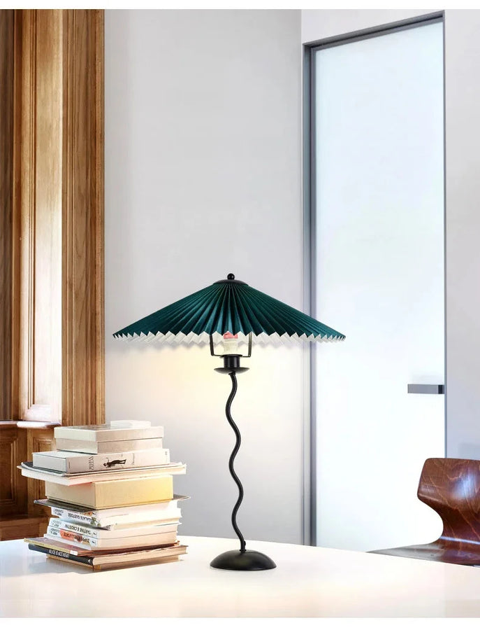 Lampadaire Spirale Métal Noir et Abat-Jour Plissé - Salon Bureau Chambre — Spiro