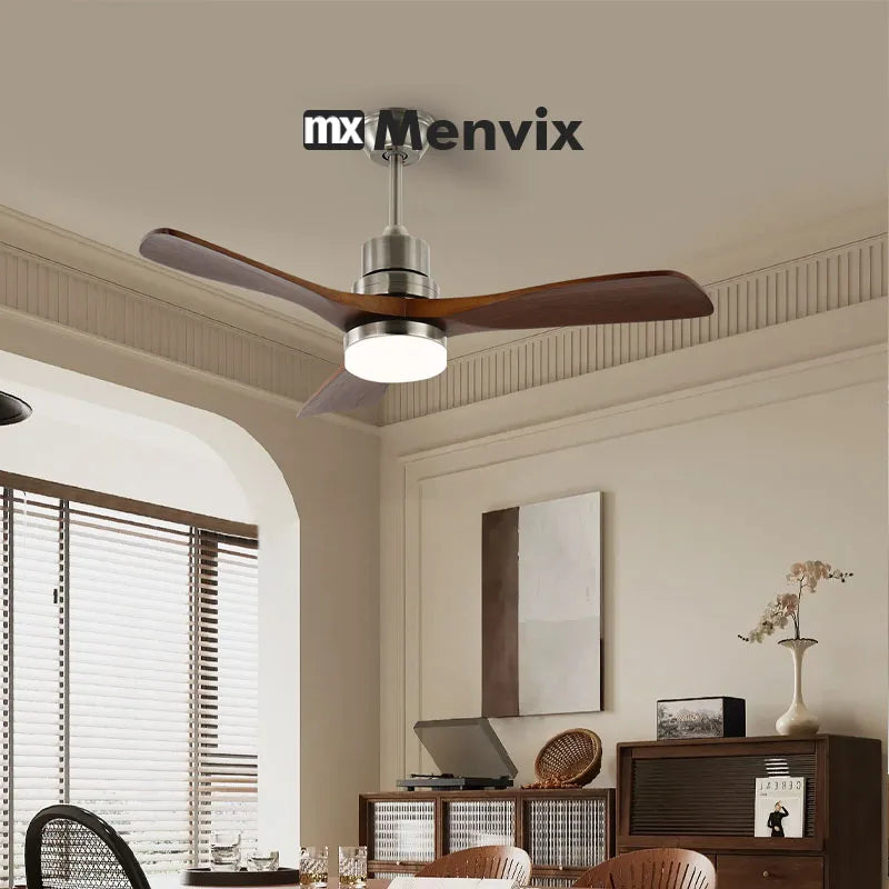 Ventilateur de Plafond Bois 3 Pales avec Éclairage