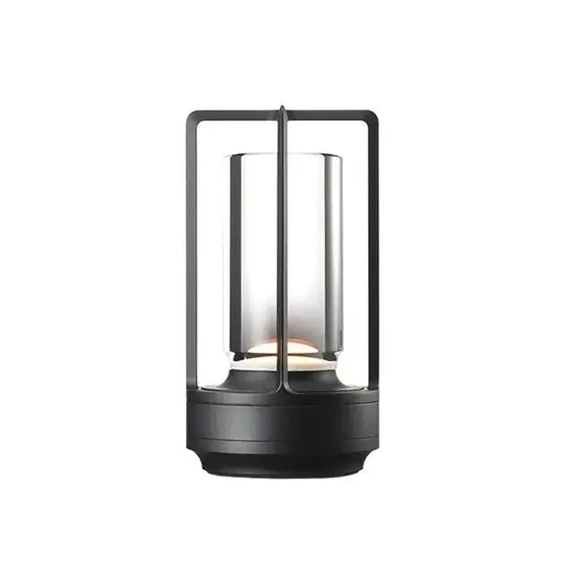 Lampe de Table Cylindre Verre Transparent et Métal Doré - Chambre Bureau Salon — Canna