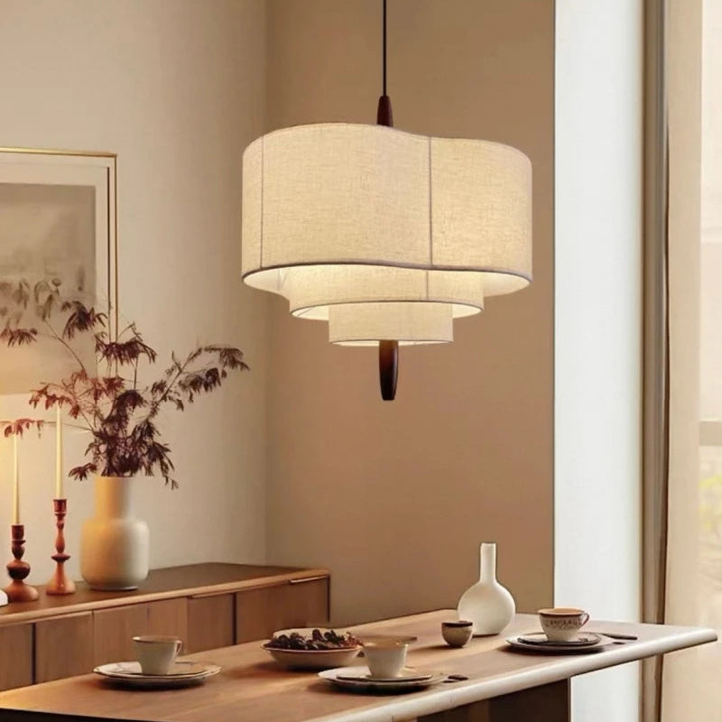 Suspension Anneaux Tissu Crème Minimaliste Design - Chambre Salon Cuisine — Onyx