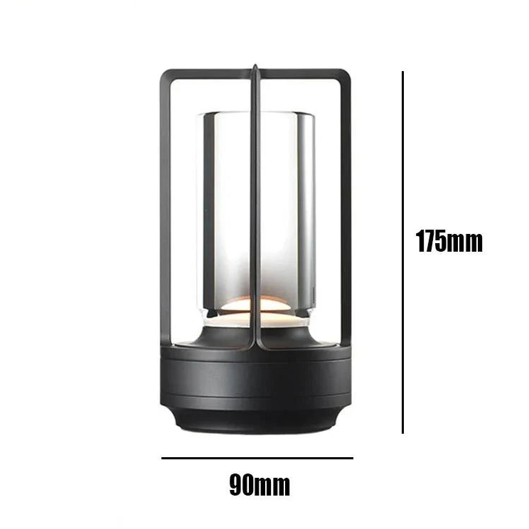 Lampe de Table Cylindre Verre Transparent et Métal Doré - Chambre Bureau Salon — Canna