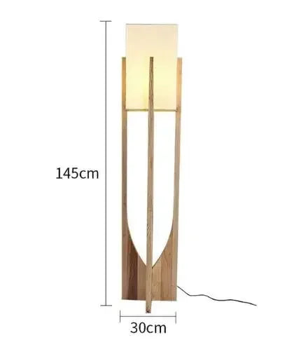 Lampadaire Géométrique Bois Naturel Minimaliste Design - Salon Bureau Chambre — Hexo