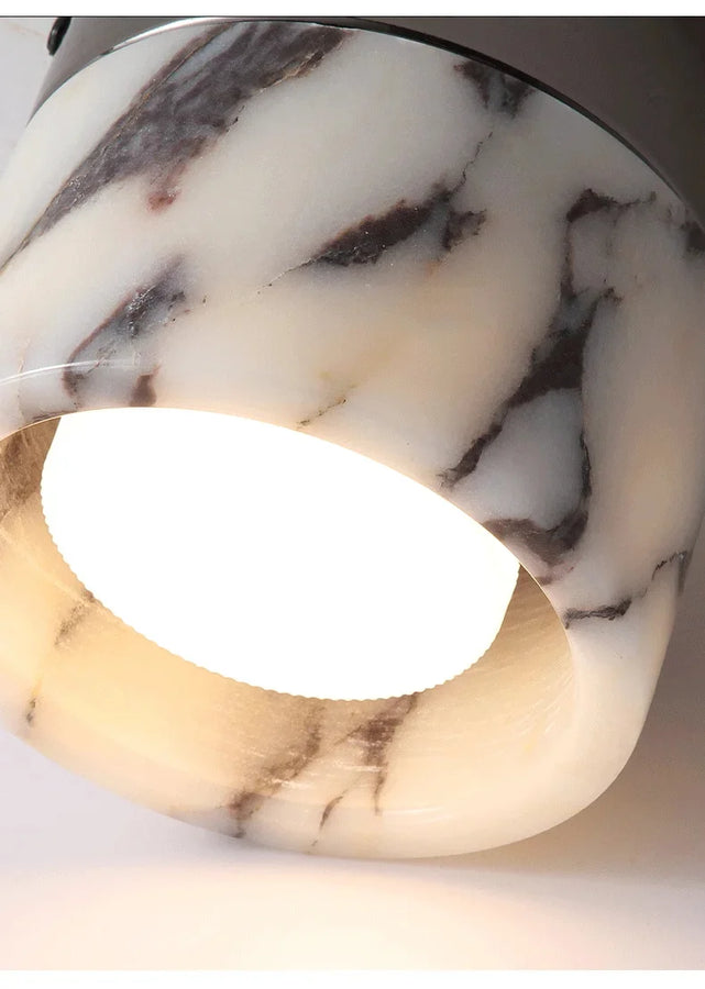 Nalx Cylindre Marbre Blanc et Métal Noir
