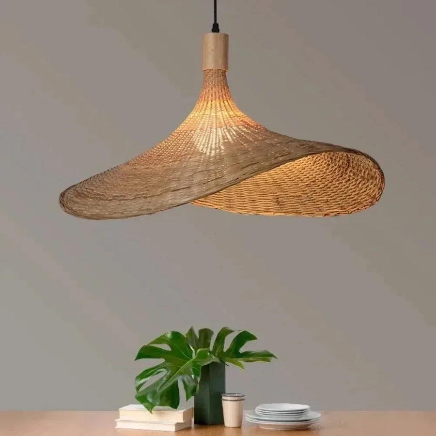 Suspension Asymétrique Rotin Tressé Naturel Bohème - Cuisine Chambre Salon — Radium