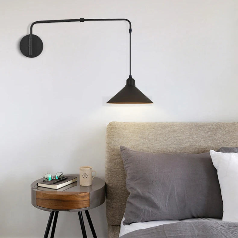 Applique Murale Bras Articulé Acier Noir Minimaliste Design Moderne Noire - Chambre Salle de Bain Salon — Calor