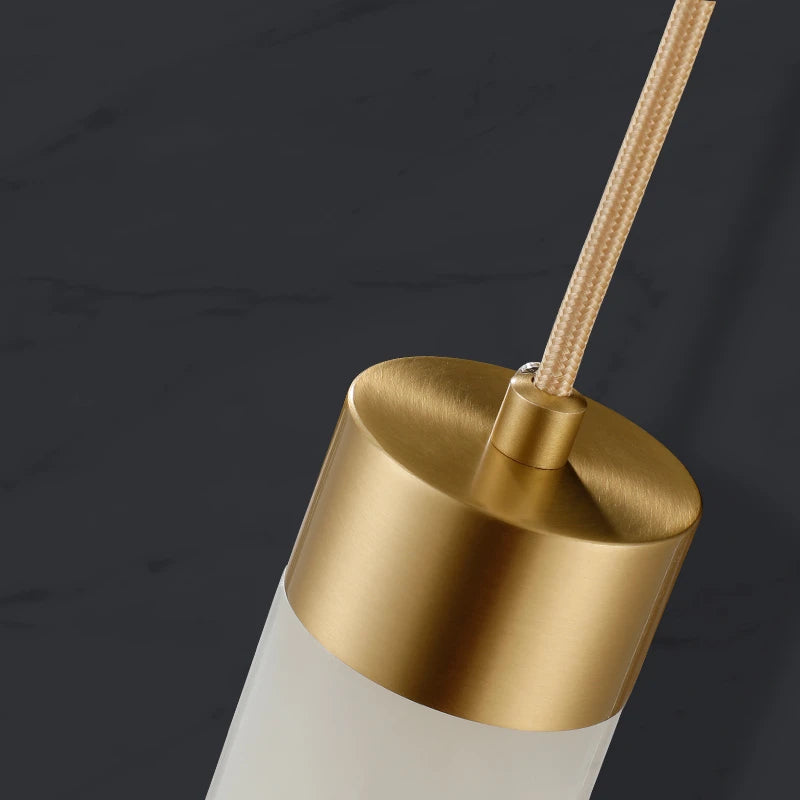 Paloma Cylindre Laiton et Albâtre Blanc Minimaliste