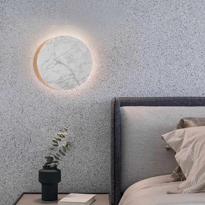 Applique Murale Cube Marbre Naturel Noir et Blanc - Chambre Salle de Bain Salon — Procyon