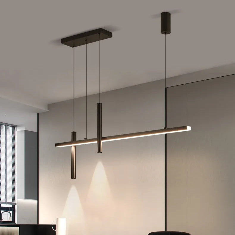 Suspension Linéaire Métal Noir Mat Minimaliste Design - Chambre Salon Cuisine — Traverse