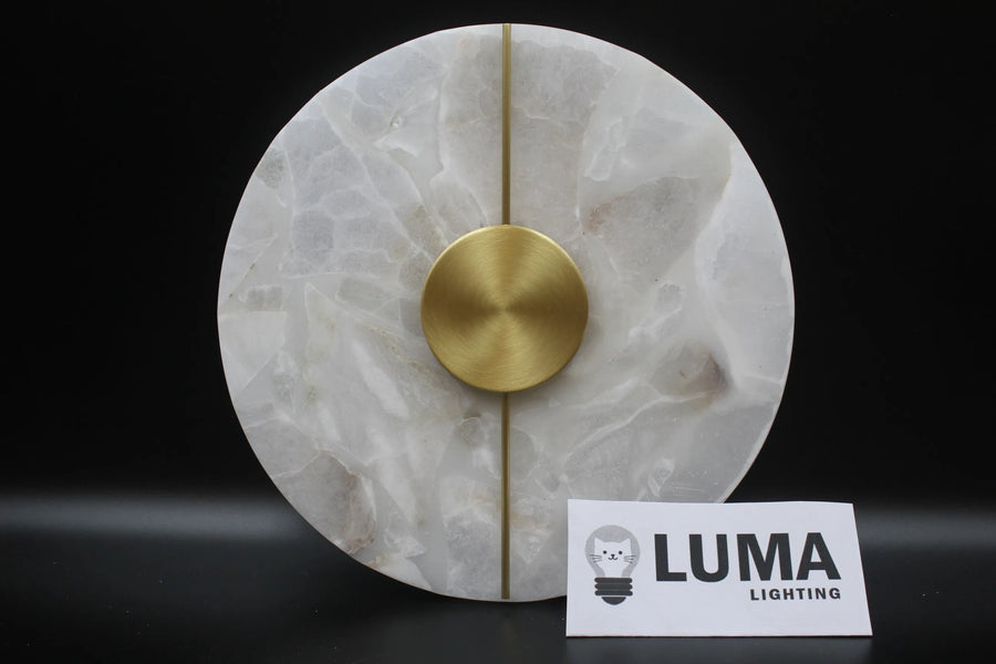 Alva Disque Marbre Blanc et Laiton Épuré